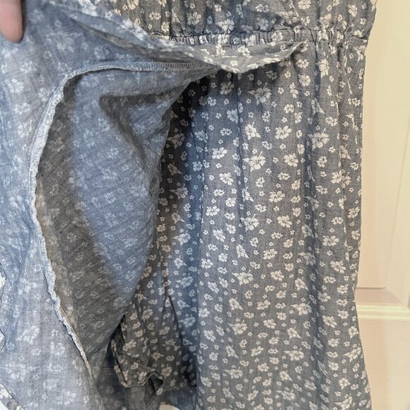 J. Crew Mercantile blue chambray floral print faux wrap dress - Picture 5 of 11